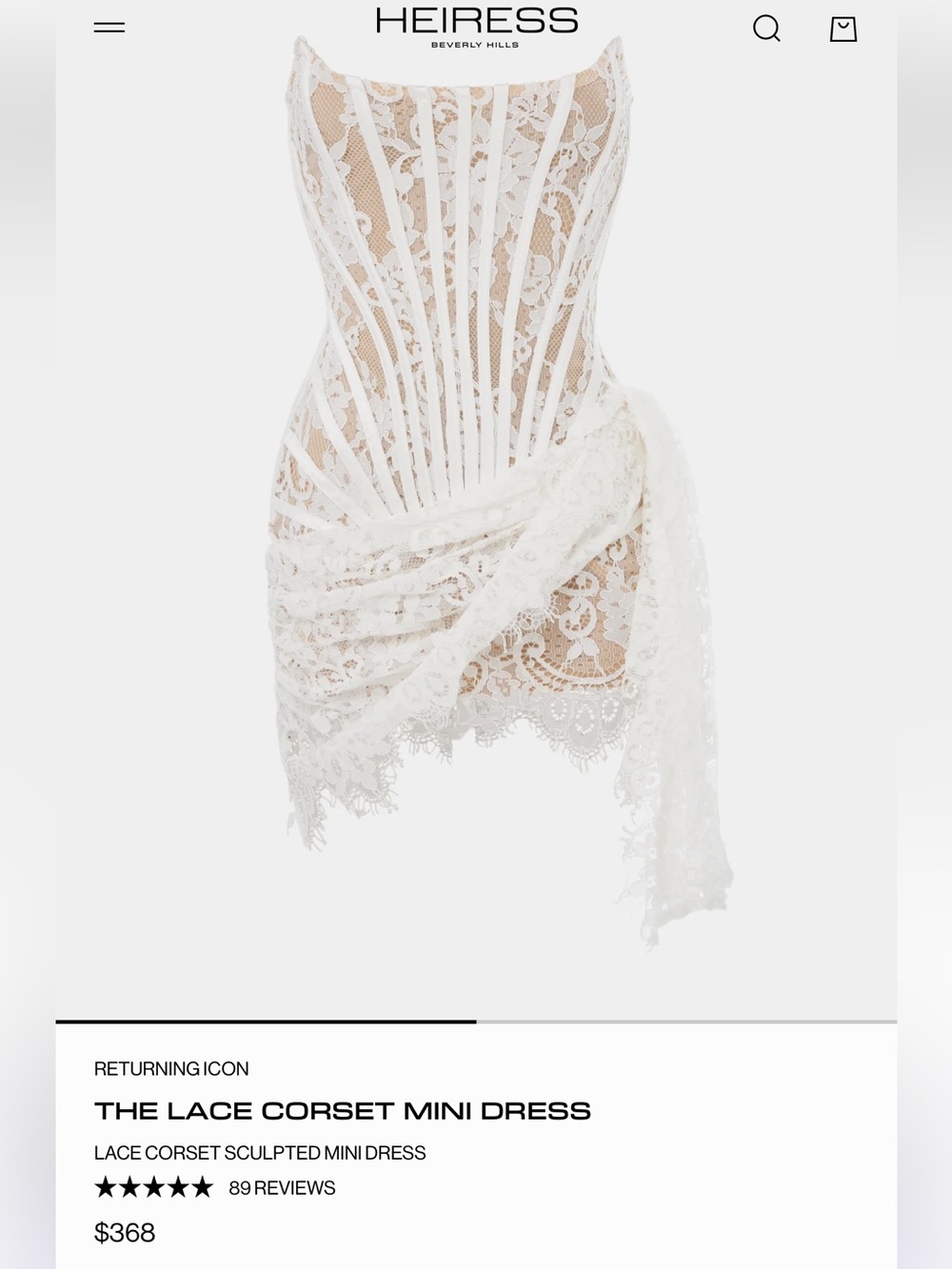 Heiress White Lace Corset Mini Dress
